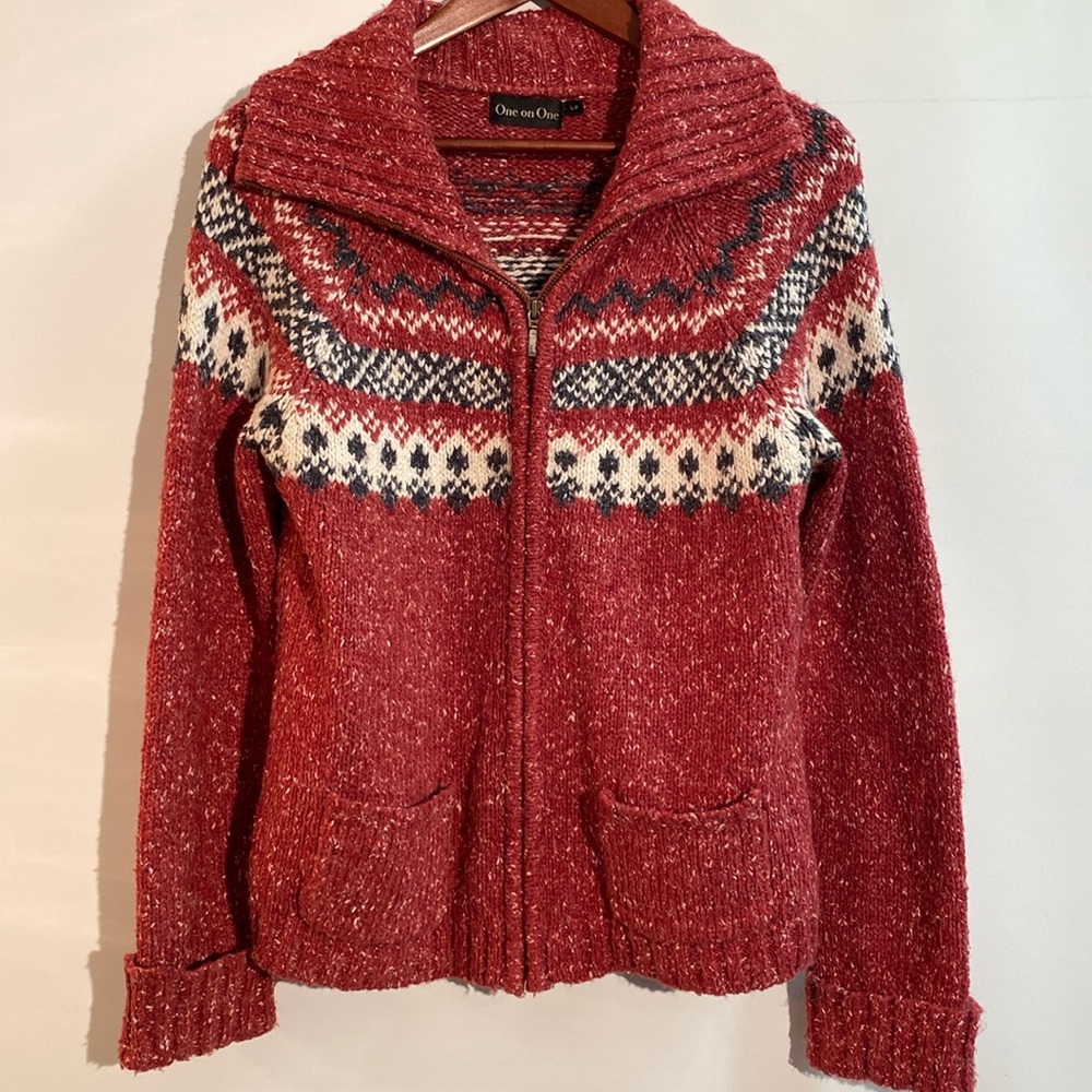 One on One - Full zip cardigan. Size S